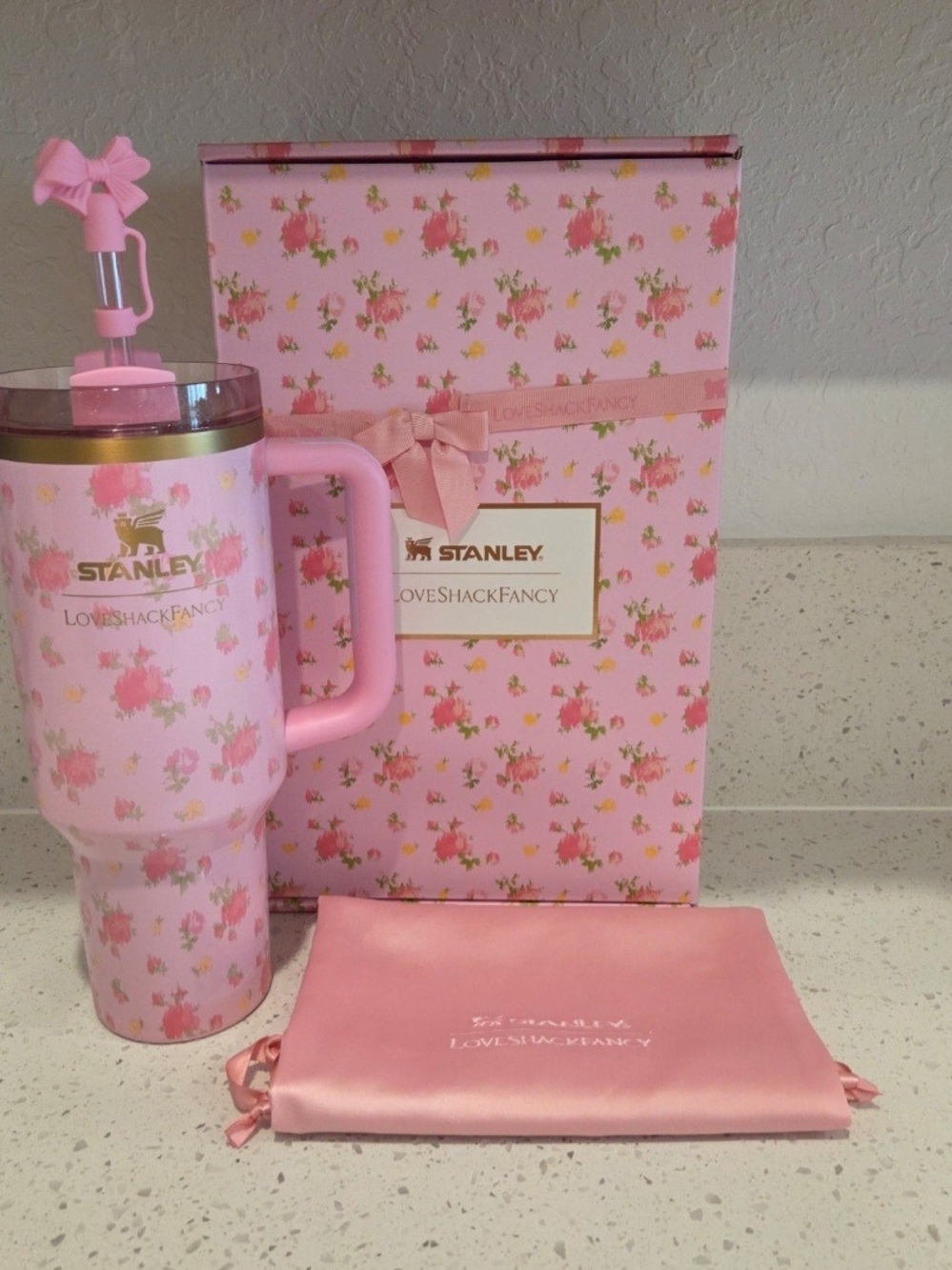 Stanley x LoveShackFancy Pink Floral Travel Tumbler